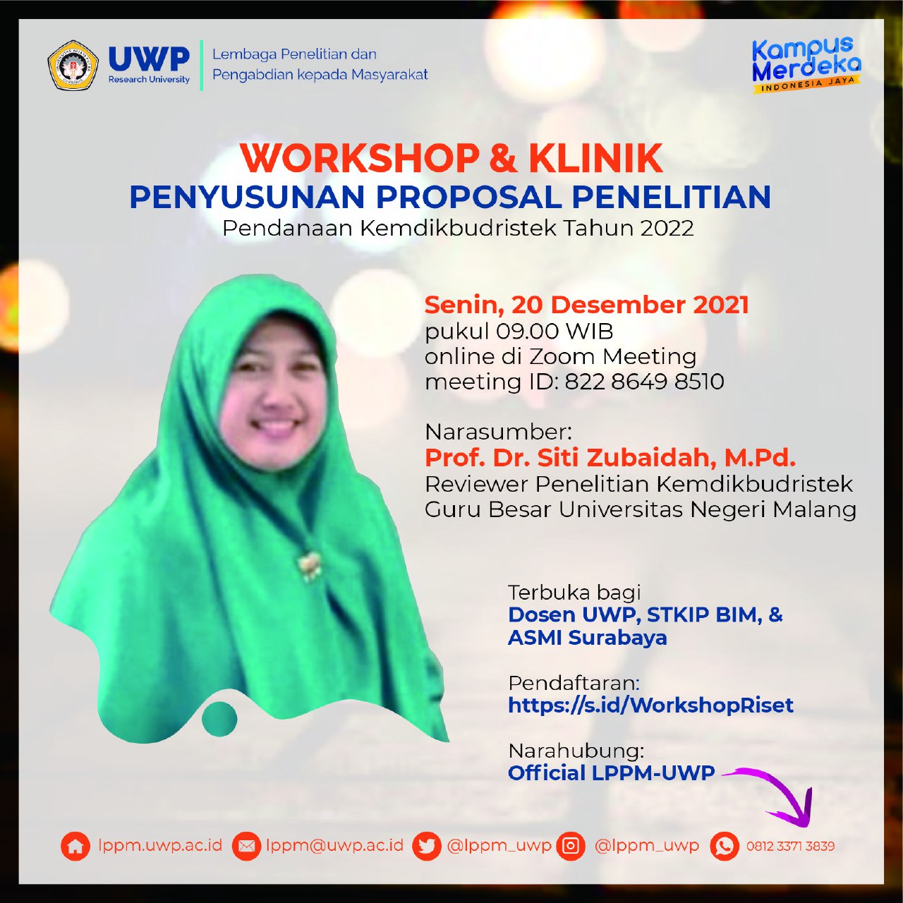Workshop Penyusunan Proposal Penelitian Program Dikti Pendanaan tahun 2022